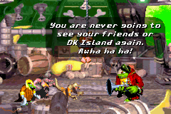 Donkey Kong held captive in The Flying Krock in the opening intro of the Game Boy Advance version of Donkey Kong Country 2