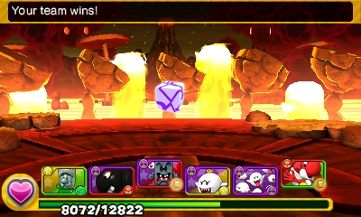 Screenshot of a Dark Block dropped from a King Purple Coin Coffer in ★World 7-8, from Puzzle & Dragons: Super Mario Bros. Edition.