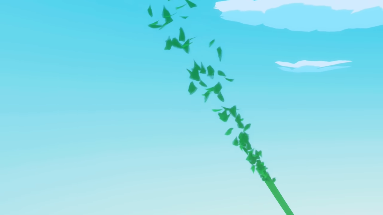 The green streamer is destroyed