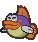 Battle idle animation of a Duplighost disguised as Sushie from Paper Mario