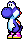 A sprite of a Blue Yoshi from Yoshi's Island DS.