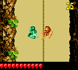 Dixie Kong in the second Bonus Level of Clifftop Critters in Donkey Kong GB: Dinky Kong & Dixie Kong