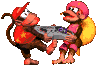 The Two-Player Contest icon from the mode select screen of Donkey Kong Country 2: Diddy's Kong Quest