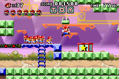 Mario leading the Mini-Marios into the Toy Box in Fire Mountain.