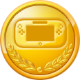 A gold Boost Mode medal in New Super Mario Bros. U