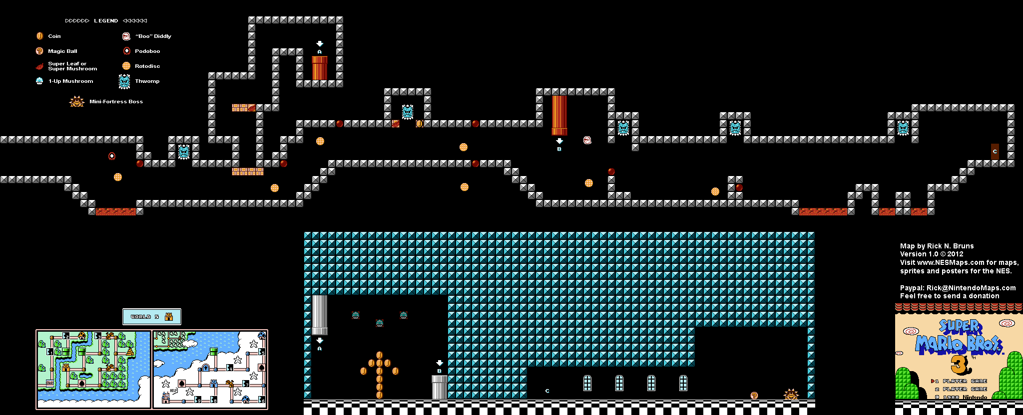 Map of World 5-Fortress 1 of Super Mario Bros. 3