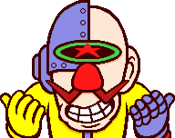 Dr. Crygor laughing at the completion of his Tri-phonic Undulating Nanobot Automaton, from WarioWare: Touched!.