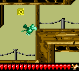 Squawks the Parrot flies to the letter O of Miller Instinct in Donkey Kong GB: Dinky Kong & Dixie Kong