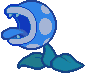 Battle idle animation of a Frost Piranha from Paper Mario