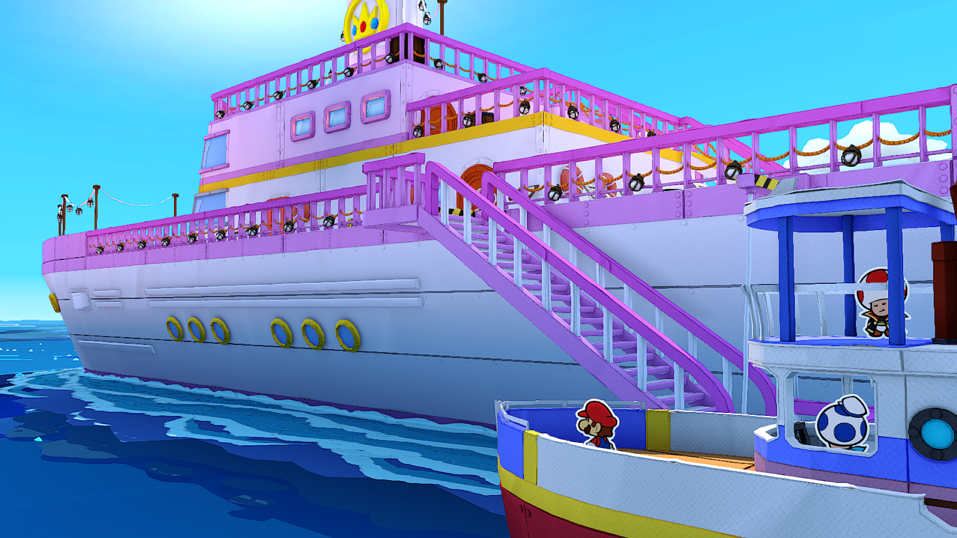 Mario at the repaired Princess Peach