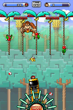 A screenshot of Boss Game 8 from Mario vs. Donkey Kong 2: March of the Minis.
