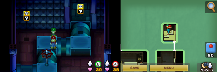 Fifth and sixth blocks in Beanbean Castle of Mario & Luigi: Superstar Saga + Bowser's Minions.