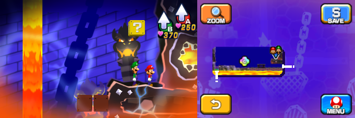Last block in Dreamy Neo Bowser Castle accessed by a second Dark Stone platform Dreampoint of Mario & Luigi: Dream Team.