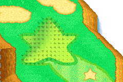The green from Hole 2 of the Mushroom Course from Mario Golf: Advance Tour