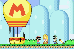 Mario, Luigi, and Peach in Dinosaur Land in Super Mario World: Super Mario Advance 2