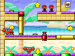 A screenshot of Room 2-8 from Mario vs. Donkey Kong 2: March of the Minis.