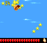 Dixie Kong collecting stars in the second Bonus Level of Red Wharf in Donkey Kong GB: Dinky Kong & Dixie Kong