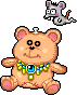 Aerodent hiding on his giant teddy bear in Wario Land 4