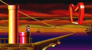 Mario in the level Ship 2.