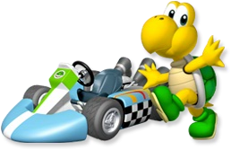 Artwork of Koopa Troopa with his kart from Mario Kart Wii