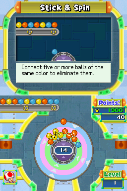 Gameplay of Stick and Spin in Mario Party DS.