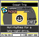 The shelf sprite of one of Jimmy T's records (Sweet Trip) in the game WarioWare: D.I.Y., as it appears on the top screen.