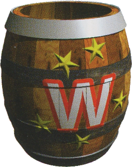 Artwork of a Warp Barrel from Donkey Kong Country 3: Dixie Kong's Double Trouble!