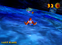 A setup for a Golden Banana for Lanky Kong in Crystal Caves.