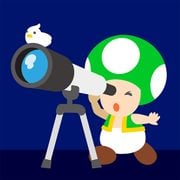 Kinopio-kun looking through a telescope