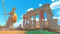 View of the statue of Athena & the Parthenon