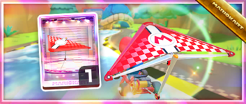 Red Checkered Glider from the Spotlight Shop in the 2023 Mii Tour in Mario Kart Tour