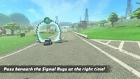 Mario Kart World mission: "Pass beneath the Signal Bugs at the right time!"