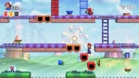 Screenshot of Merry Mini-Land level 4-1 from the Nintendo Switch version of Mario vs. Donkey Kong
