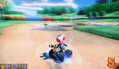 Toad, racing at SNES Donut Plains 3.