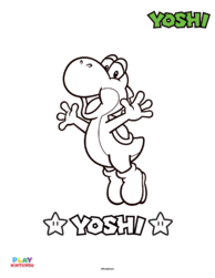 Line art of a paint-by-number activity featuring Yoshi