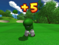 Luigi receiving a +5 in Mario Golf: Toadstool Tour