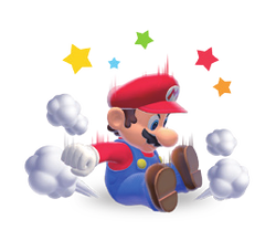 Artwork of Mario Ground Pounding in Super Mario 3D World.