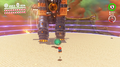 A Pokio knocking away a firework bomb towards RoboBrood in "Showdown at Bowser's Castle"