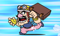 Wario running away with a suitcase