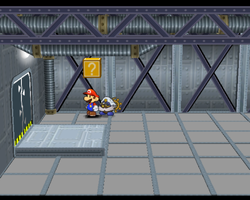 First ? Block in X-Naut Fortress of Paper Mario: The Thousand-Year Door.