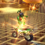 Baby Luigi performing a Trick in Mario Kart Wii