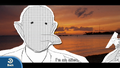 The alien removes his human disguise.