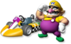 Artwork of Wario and his standard kart from Mario Kart Wii