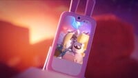 Rabbid Peach and Rabbid Rosalina taking a selfie together in the Cinematic Launch Trailer for Mario + Rabbids Sparks of Hope