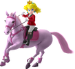 Princess Peach on a horse.