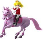 Princess Peach on a horse.