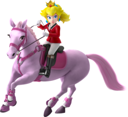 Princess Peach on a horse.