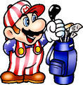 Mario pulling out a golf club
