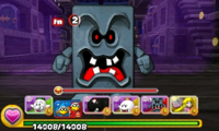 Screenshot of World 6-Ghost House, from Puzzle & Dragons: Super Mario Bros. Edition.