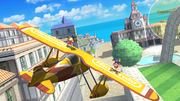 The biplane flying over Wuhu Town.
